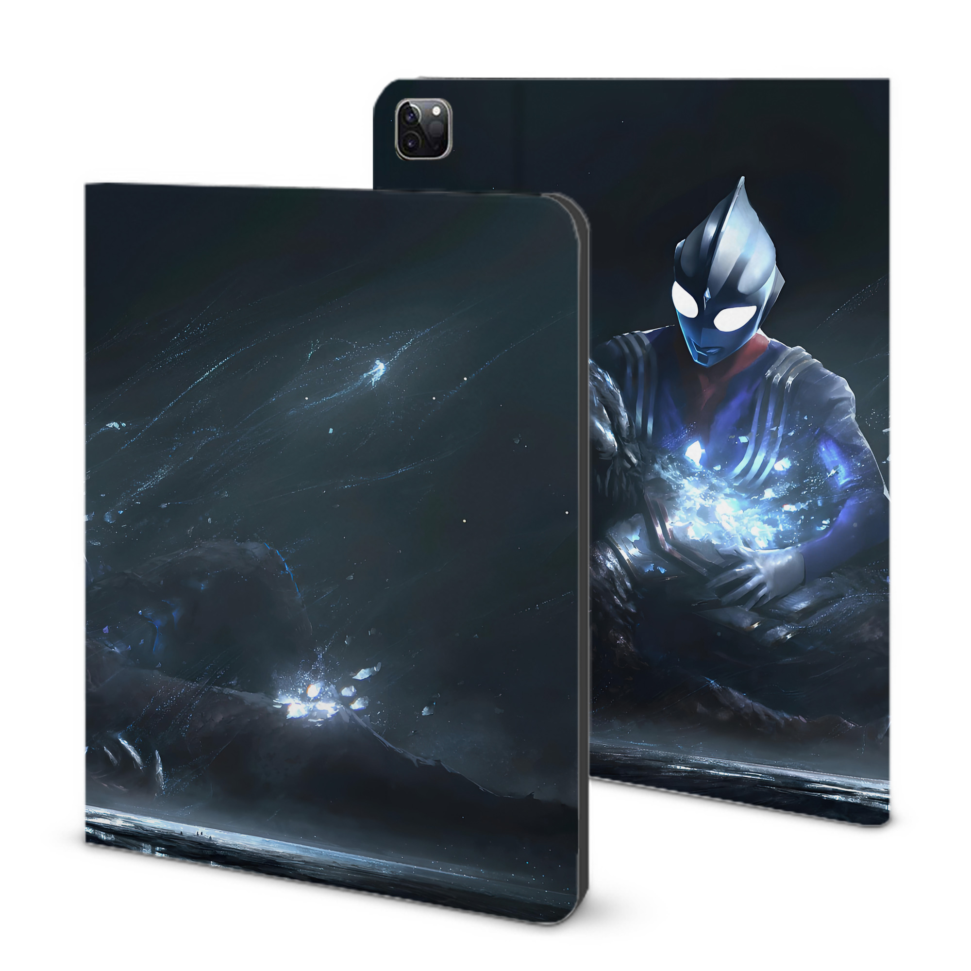 （画像用） ウルトラマン Ultraman IPad ケース ブック型 PUレザー TPU 耐衝撃 軽量 薄型 ペン収納なし 全面保護 IPad 各モデル対応